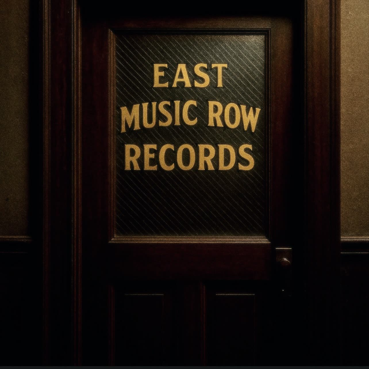 Gold lettering on the East Music Row Records office door